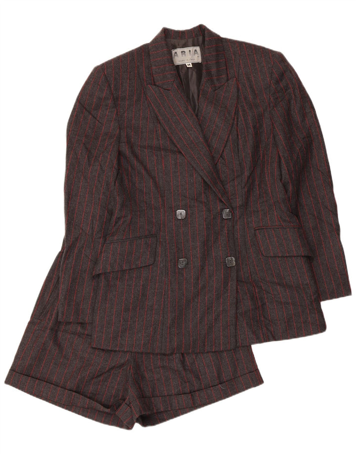 Aria Ženski dvodijelni komplet s dvostrukim kopčanjem UK 14 Srednji W26 Siva prugasta vuna