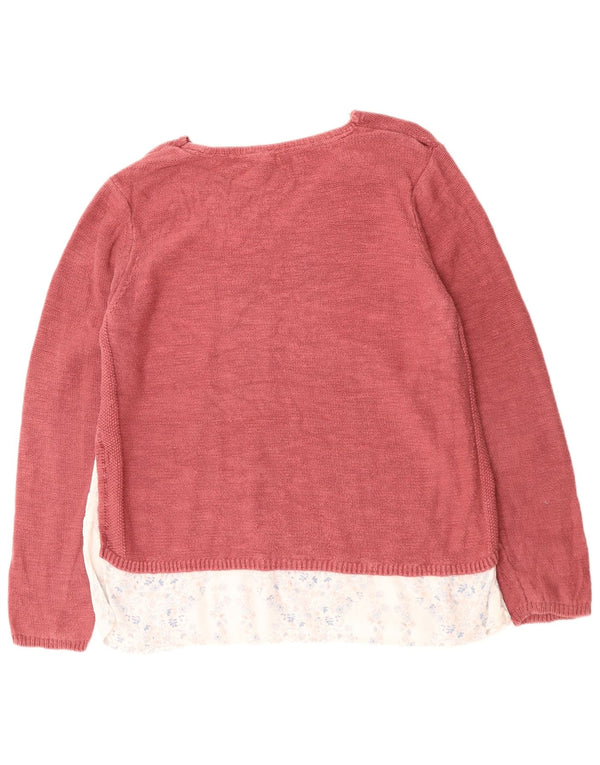 FAT FACE Ženski džemper s V-izrezom UK 16 Veliki ružičasti cvjetni pamuk