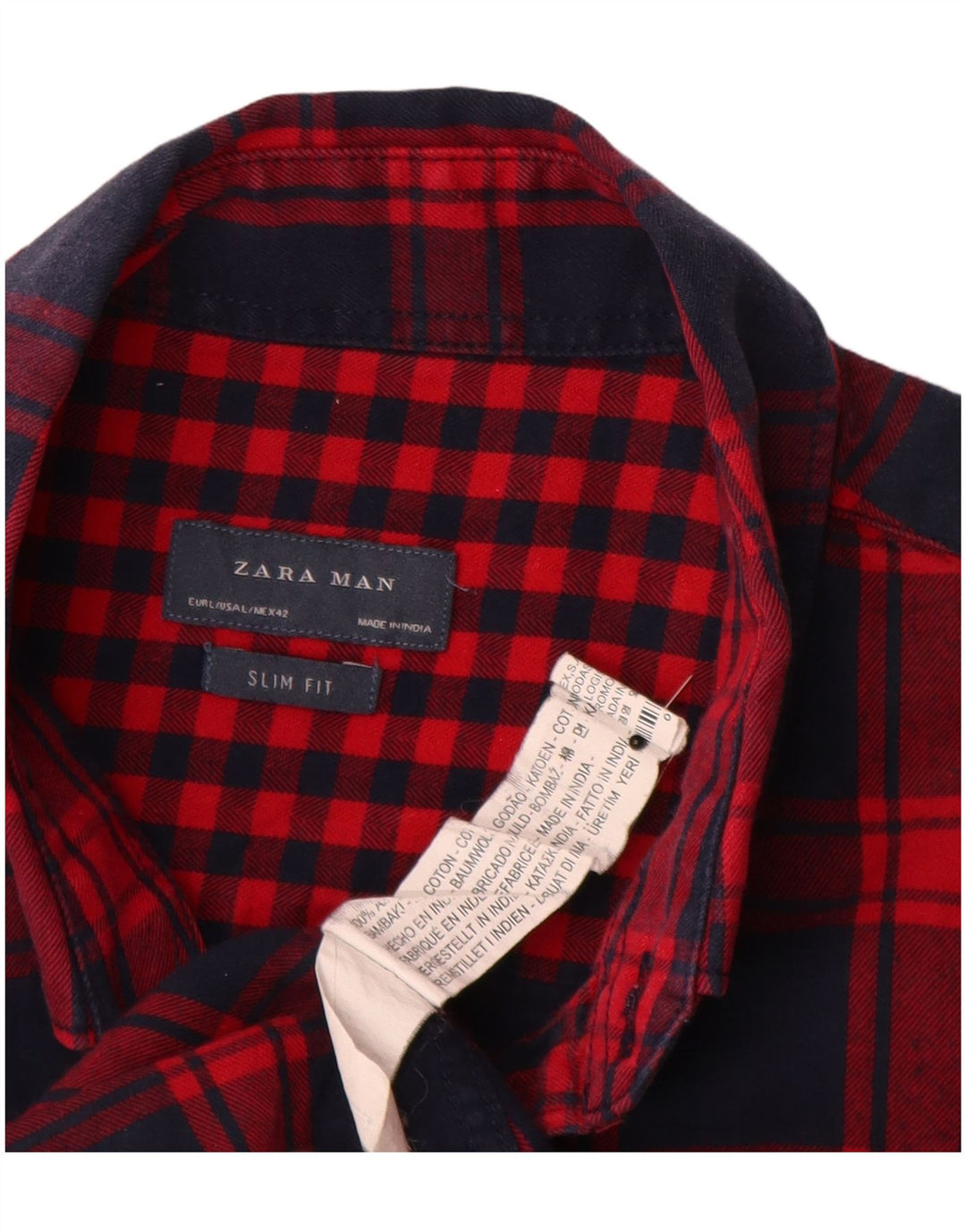 Zara muška pripijena flanelska košulja, veliki crveni karirani pamuk