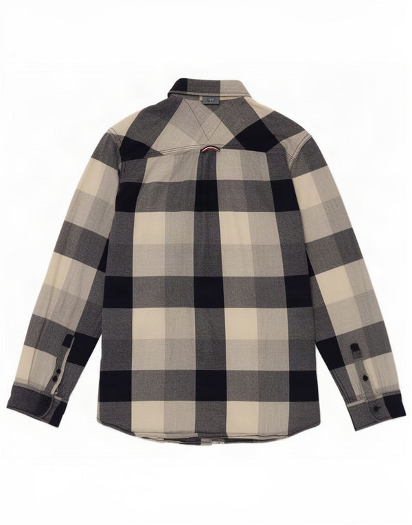 Tommy Hilfiger Boys Flanel Shirt 15-16 Years Large Navy Blue Gingham