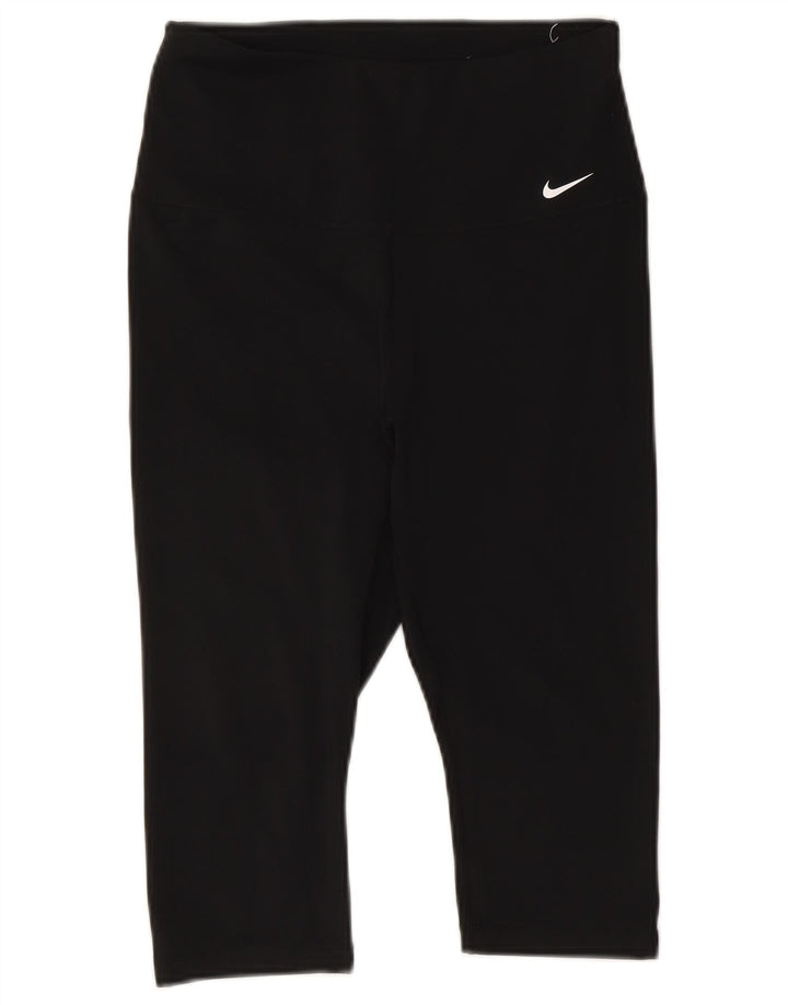 Nike Ženske Dri Fit Capri tajice UK 12 Srednje crni poliester