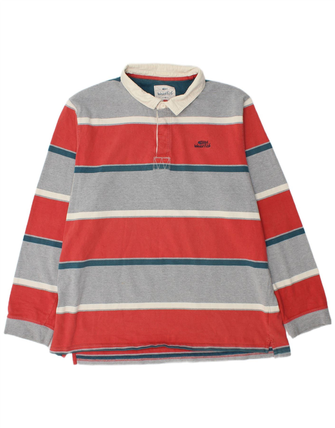WEIRD FISH Muška ragbi polo majica dugih rukava 2XL na višebojne pruge