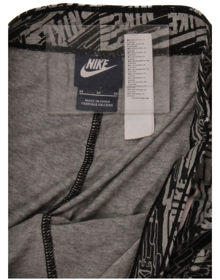 NIKE Womens Graphic Capri Leggings UK 12 Medium  Grey Cotton