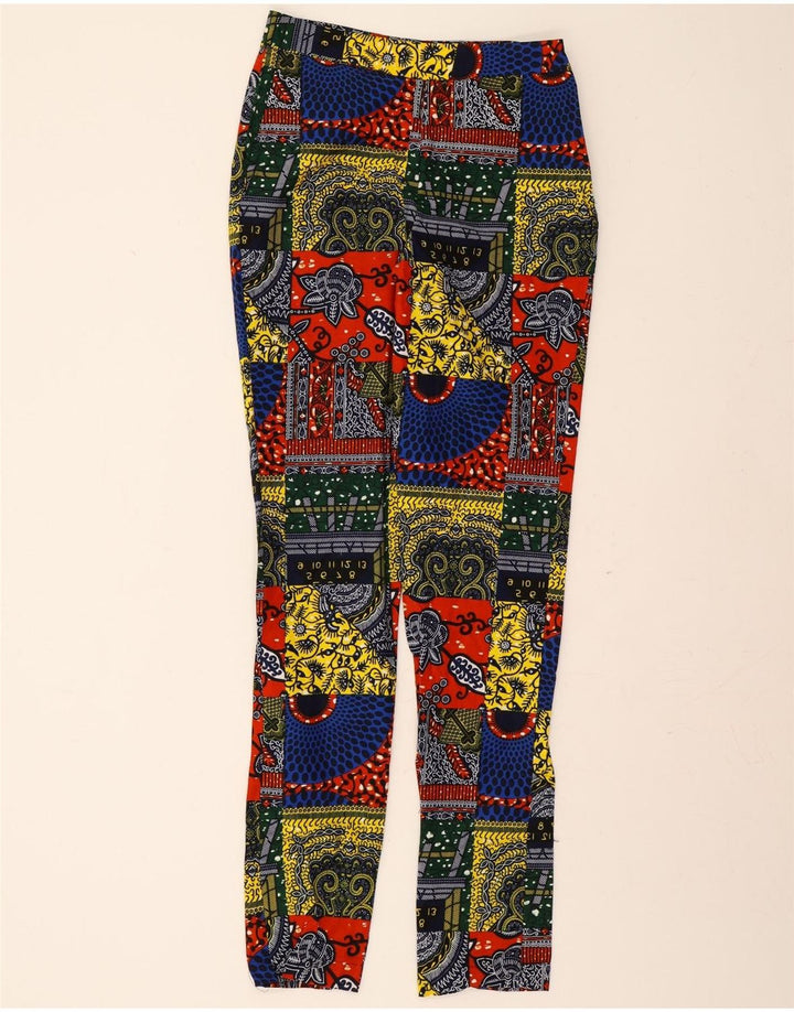 VINTAGE Womens High Waist Casual Trousers W28 L34 Multicoloured Patchwork Vintage Vintage and Second-Hand Vintage from Messina Hembry 
