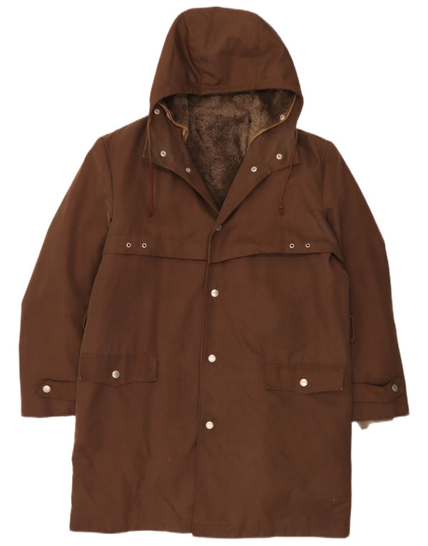 Vintage muška šerpa parka jakna s kapuljačom UK 40 velika smeđa poliakril