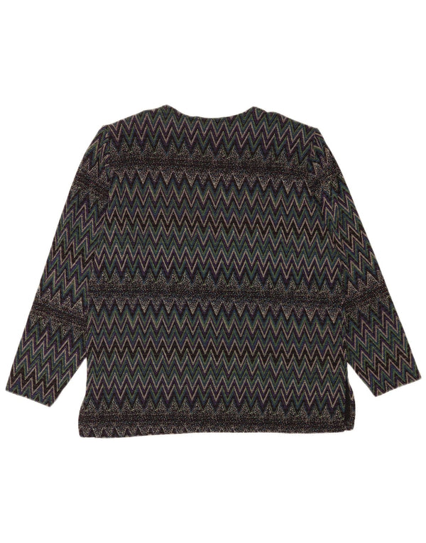 Vintage ženski gornji dio bluze dugih rukava UK 16 Veliki raznobojni ševron