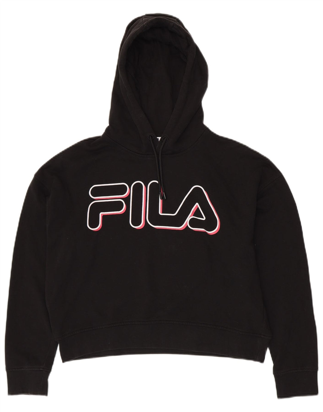 FILA Ženska prekomjerna skraćena majica s kapuljačom UK 6 XS crna