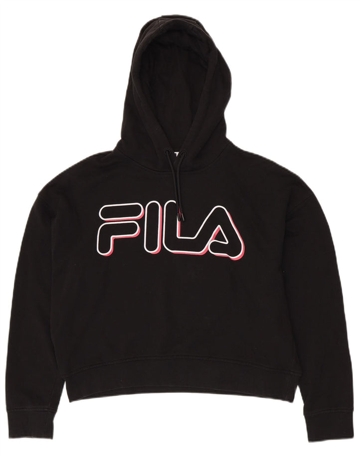 FILA Ženska prekomjerna skraćena majica s kapuljačom UK 6 XS crna