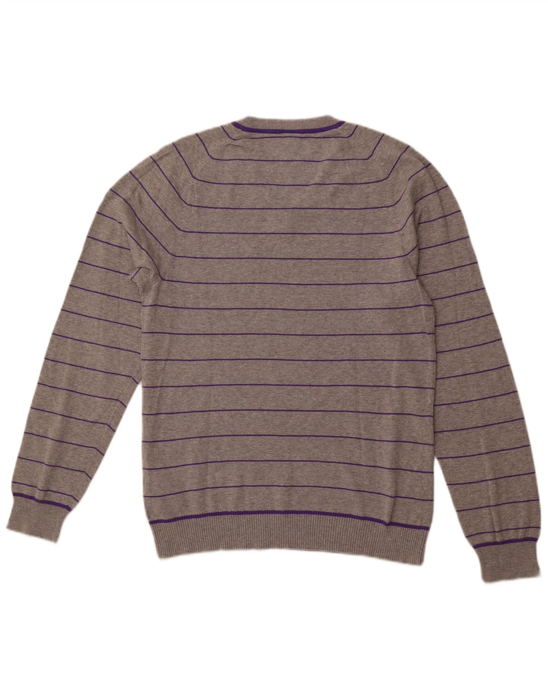 NIKE Muški džemper s V-izrezom UK 38/40 Srednje sivi prugasti pamuk