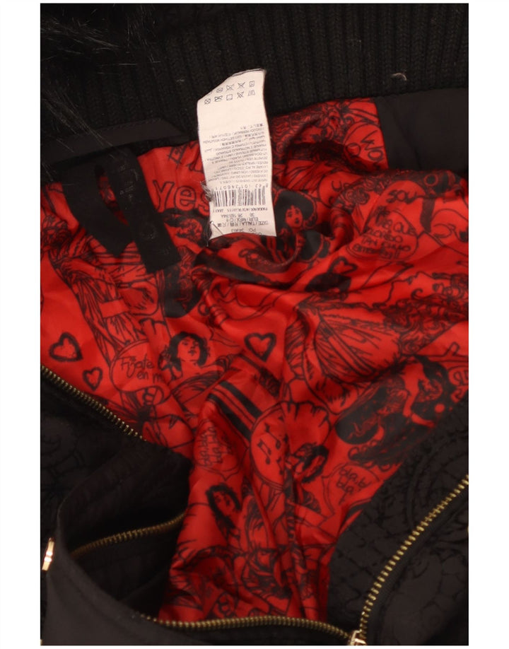Ženska podstavljena jakna s kapuljačom Desigual EU 36 Small Black Paisley