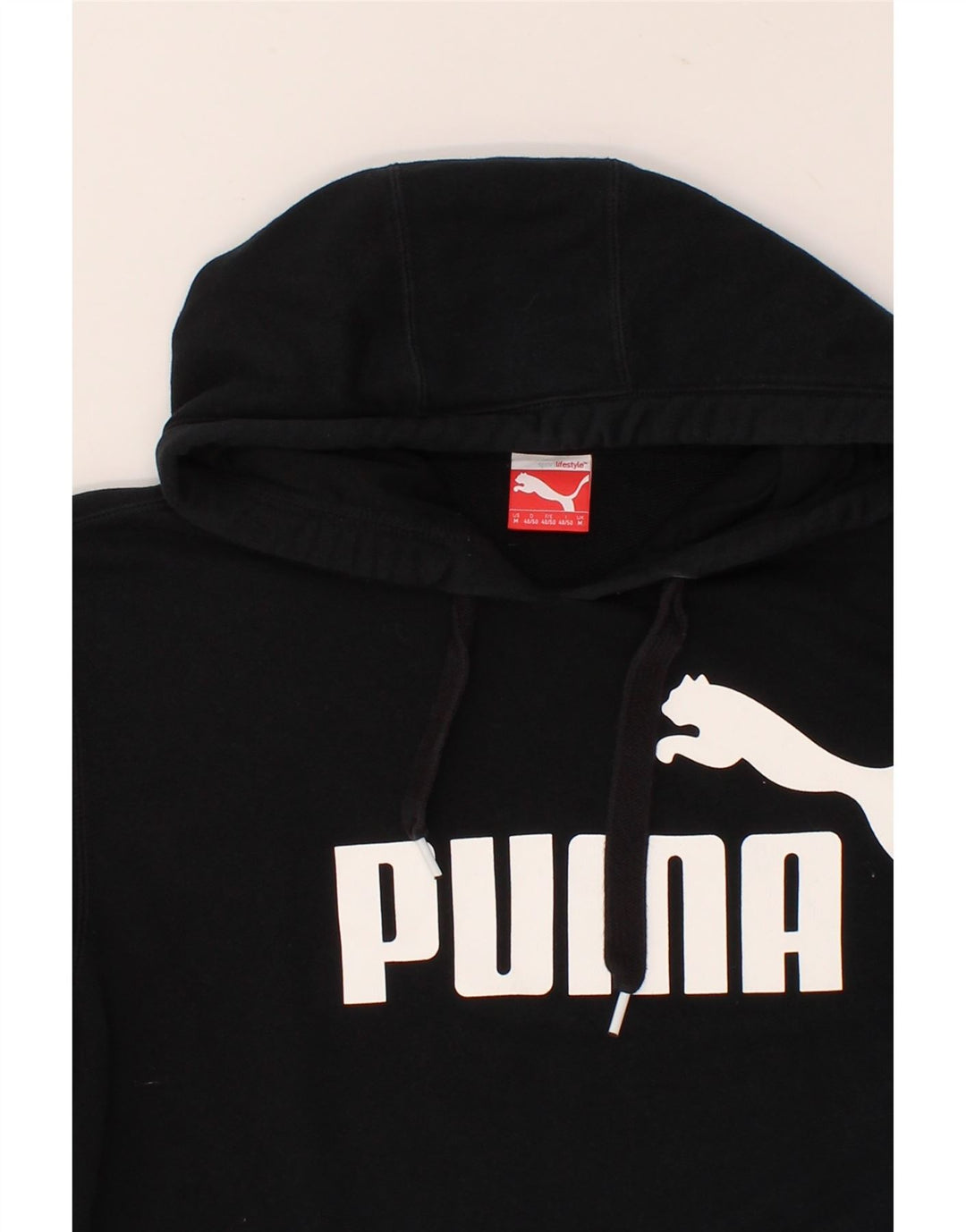 PUMA Mens Graphic Hoodie Jumper Medium Black Vintage Puma and Second-Hand Puma from Messina Hembry 