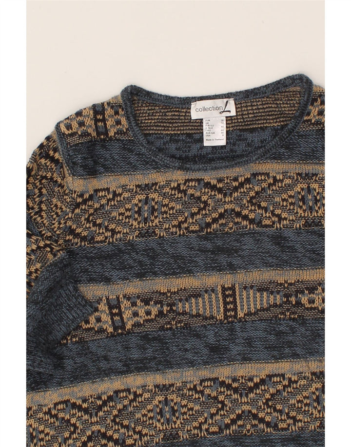 COLLECTION Womens Crew Neck Jumper Sweater UK 12 Medium Blue Fair Isle Vintage Collection and Second-Hand Collection from Messina Hembry 