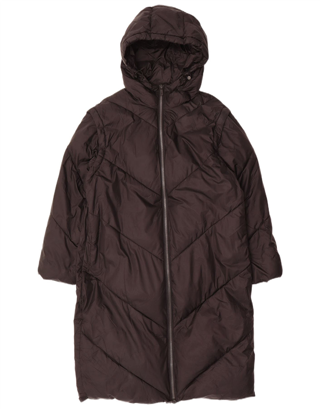 ZARA ženski preveliki podstavljeni kaput s kapuljačom UK 14 srednje crne boje