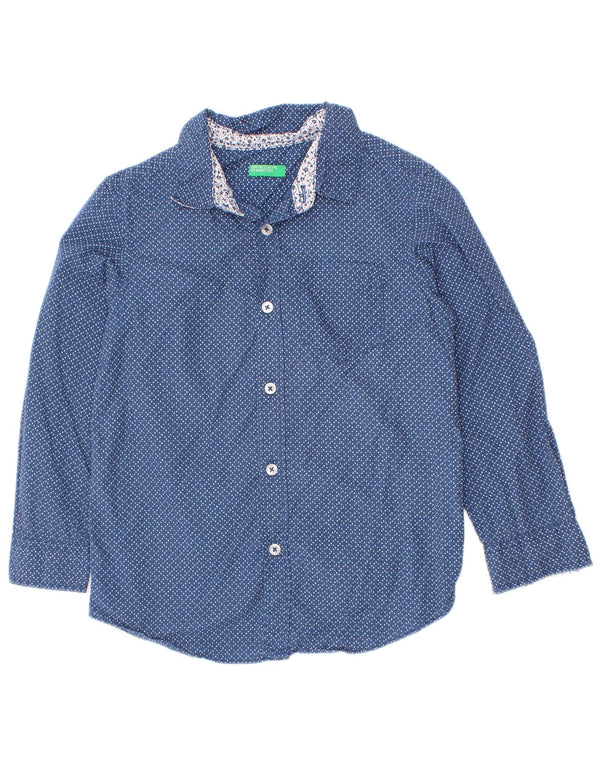 Benetton Boys Shirt 4-5 Years XS Blue Spotted Cotton
