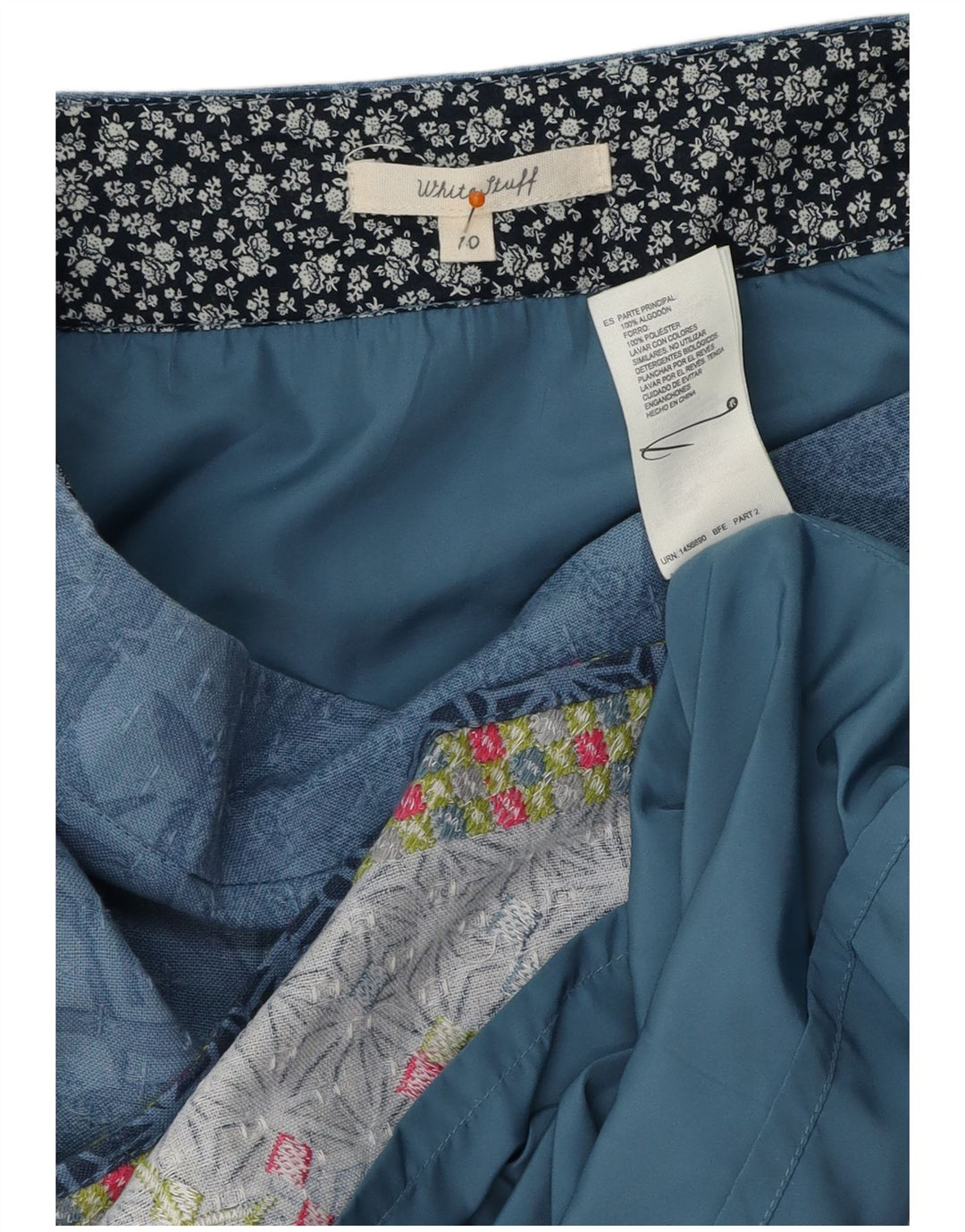 WHITE STUFF Ženska suknja A-kroja UK 10 Mala W32 Plavi cvjetni poliester