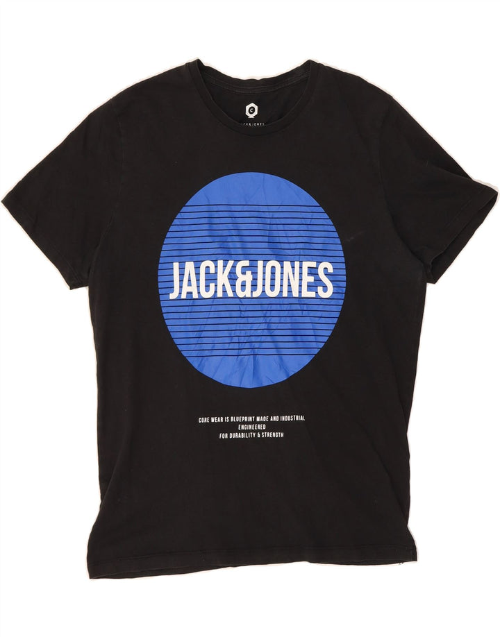 JACK & JONES Mens Graphic T-Shirt Top Medium Black Cotton Vintage Jack & Jones and Second-Hand Jack & Jones from Messina Hembry 