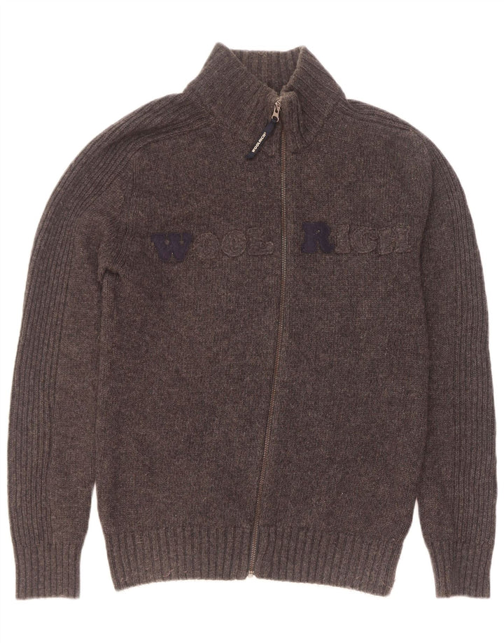 Woolrich muški grafički kardigan džemper veliki sivi