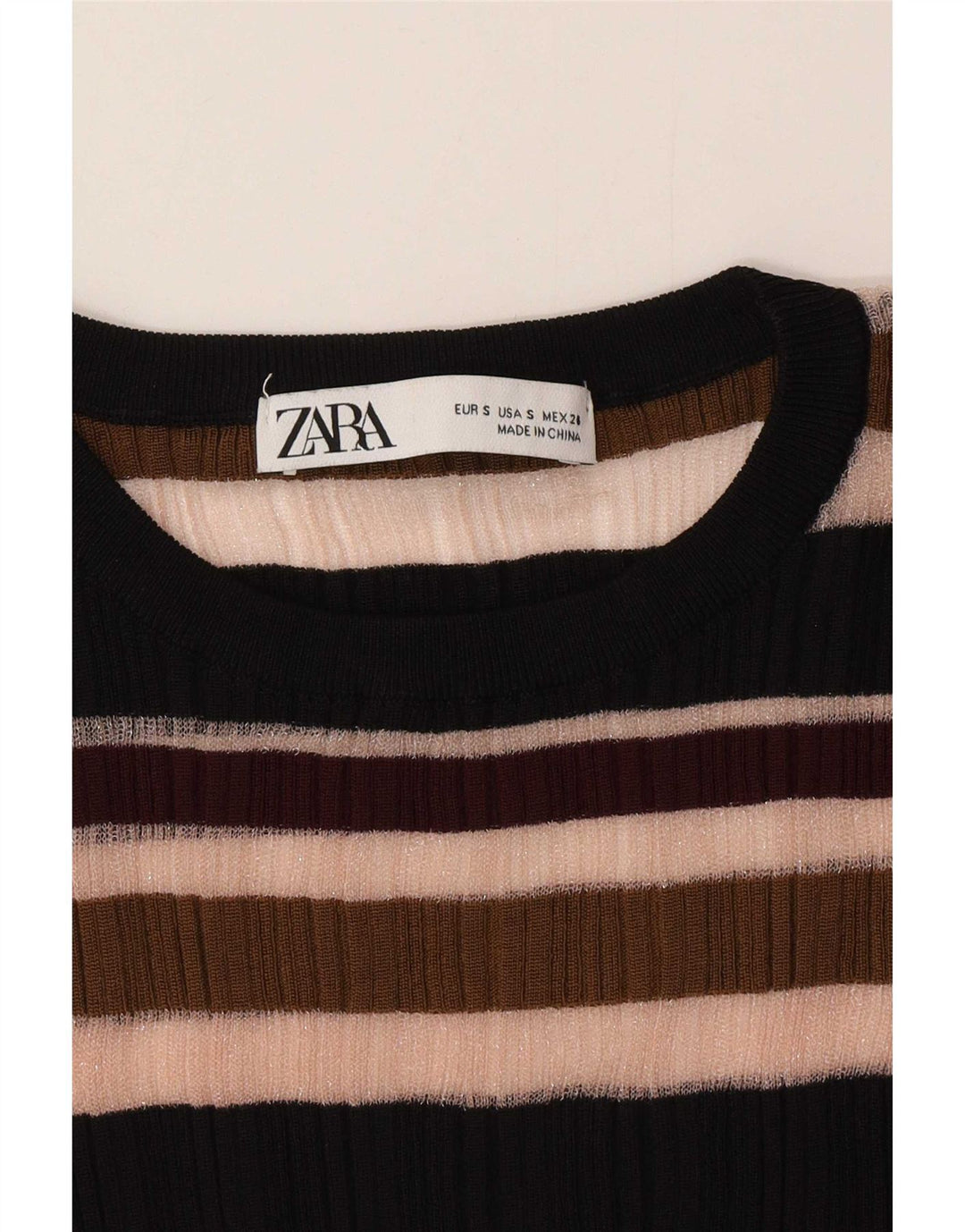 Ženska prozirna majica Zara dugih rukava UK 8 na male raznobojne pruge