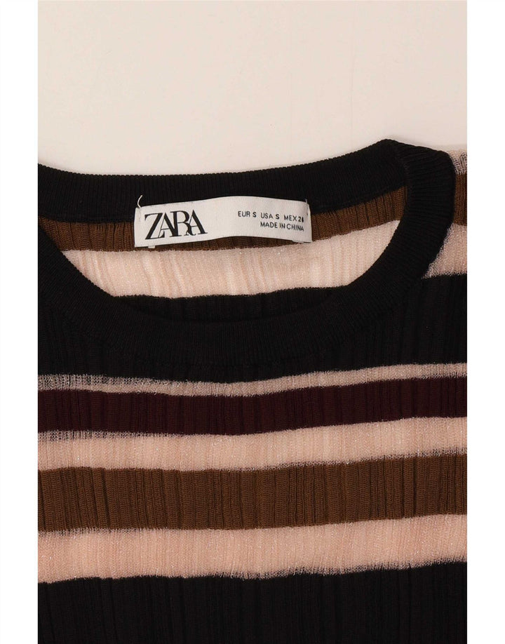 Ženska prozirna majica Zara dugih rukava UK 8 na male raznobojne pruge