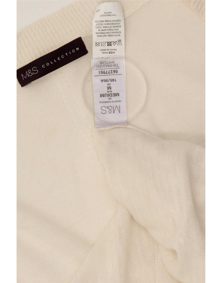 Marks & Spencer ženski otvoreni kardigan pulover UK 14 srednje bijele boje