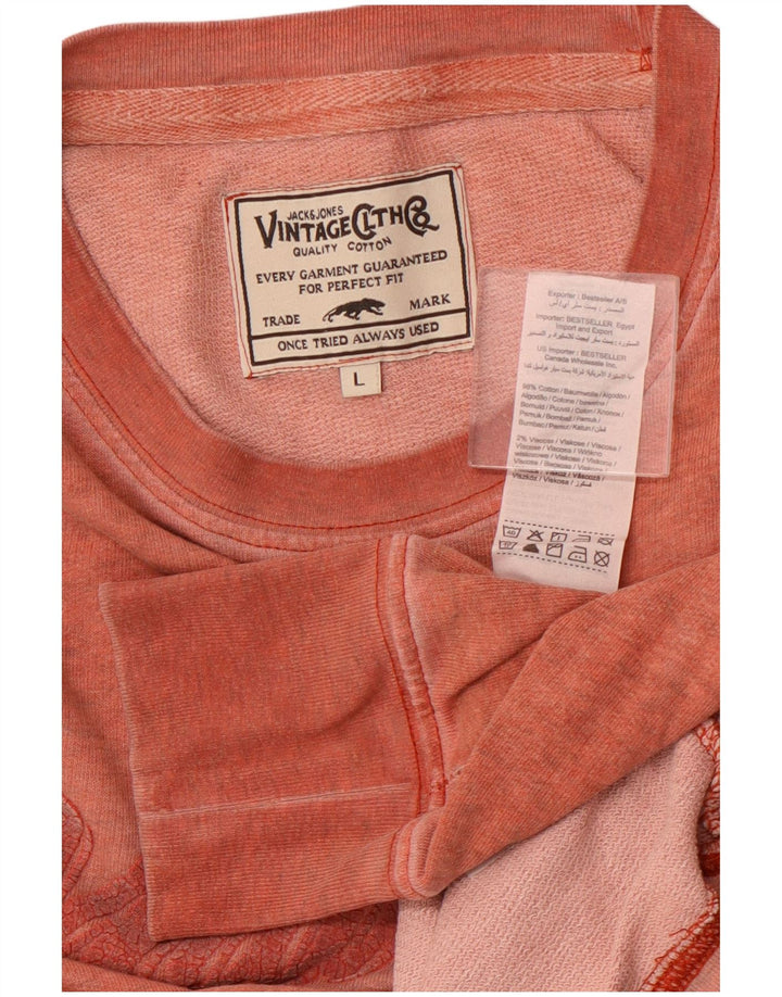 JACK & JONES Muška majica dugih rukava s grafikama, veliki ružičasti pamuk