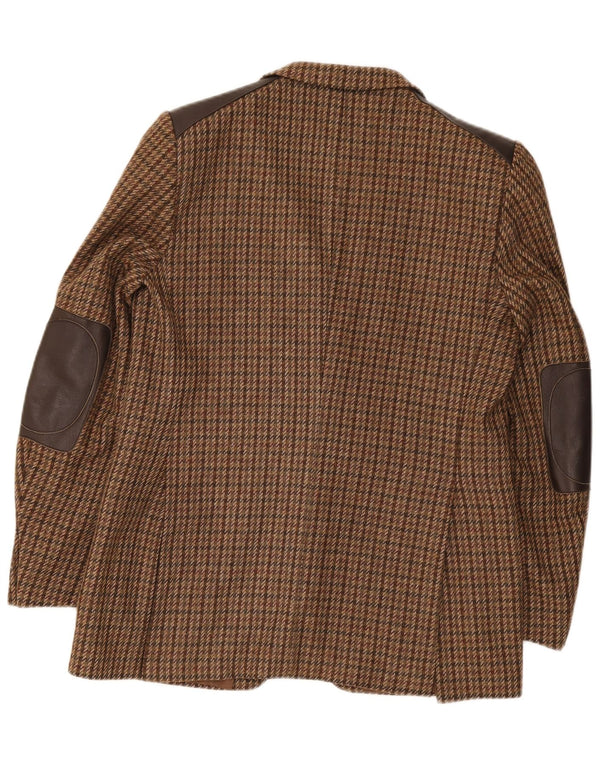 Vintage muška jakna sa 2 gumba IT 52 XL smeđa vuna u obliku ptičje zube