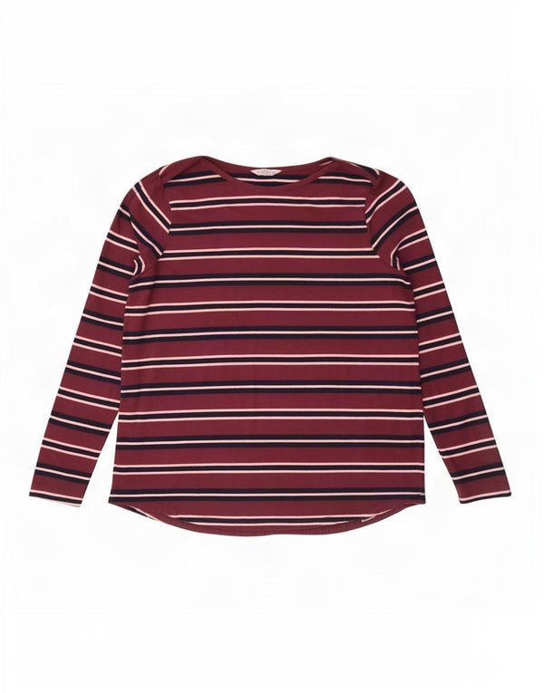 Ženska majica dugih rukava Fat Face UK 18 XL, tamnocrveni prugasti pamuk