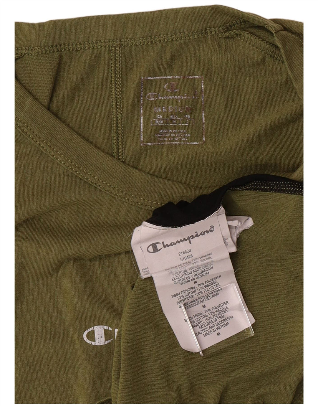 CHAMPION Mens T-Shirt Top Medium Khaki Colourblock Polyester
