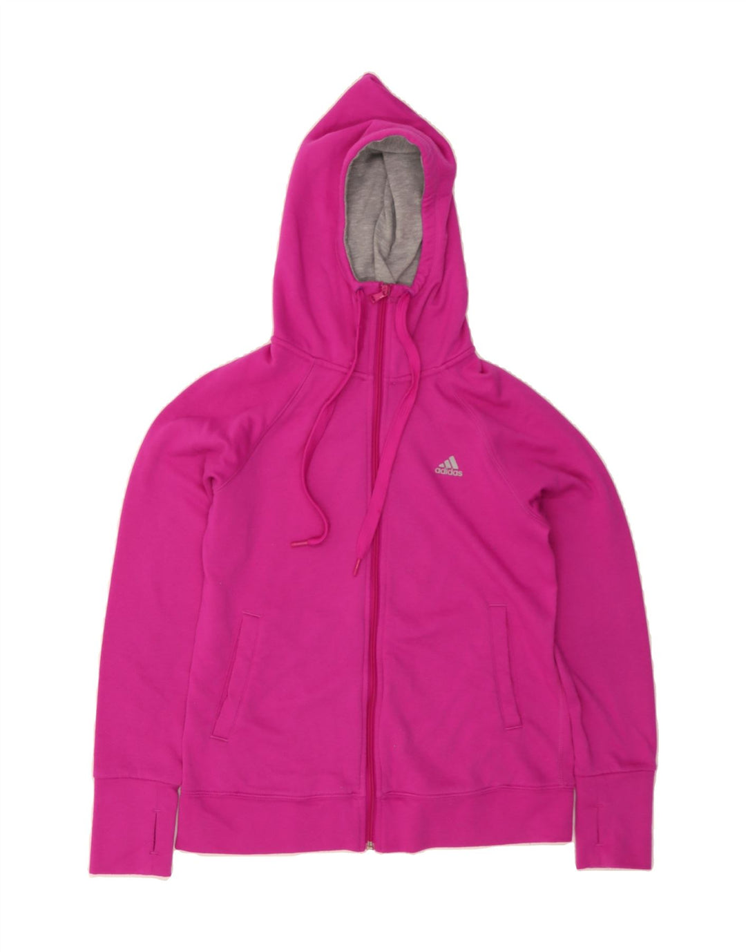 ADIDAS Womens Zip Hoodie Sweater UK 12/14  Medium Pink Polyester Vintage Adidas and Second-Hand Adidas from Messina Hembry 