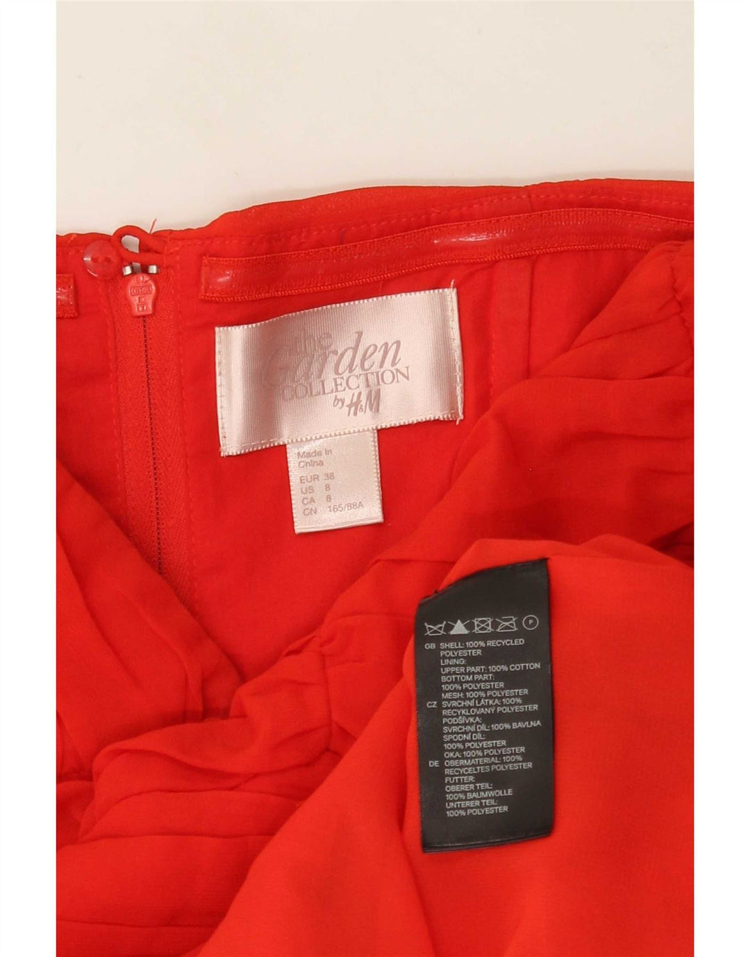 H&M ženska haljina bez naramenica EU 38 srednje crvena cvjetna poliester