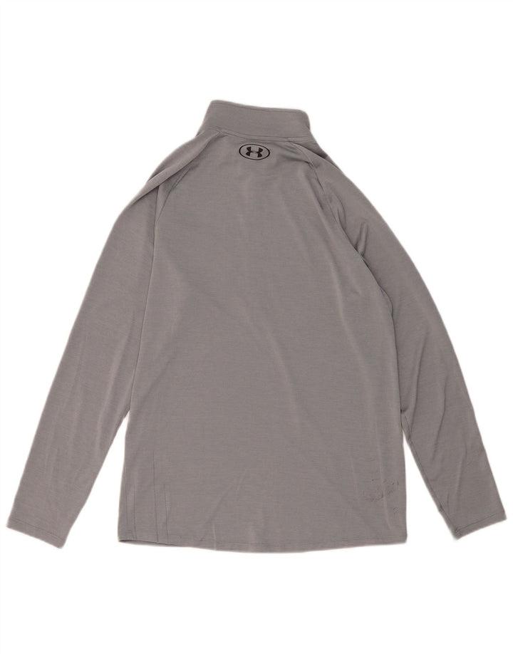 UNDER ARMOUR Muška trenirka Heat Gear Zip Neck Pulover Gornji dio srednje sive boje