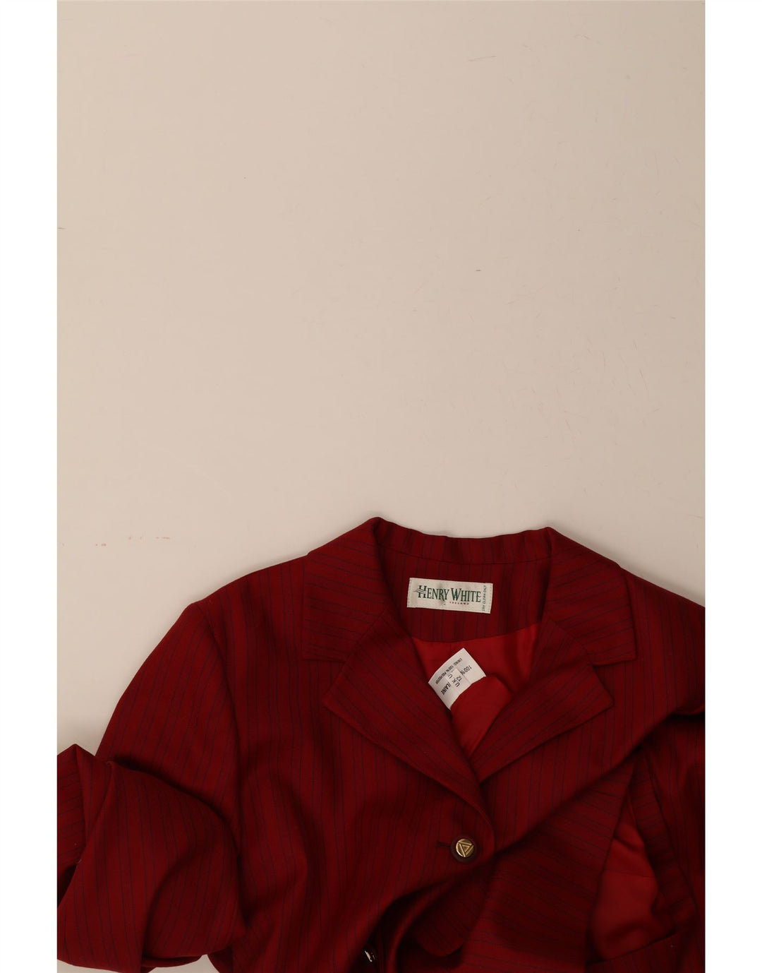 HENRY WHITE Womens 4 Button Blazer Jacket UK 12 Medium Red Striped Wool Vintage Henry White and Second-Hand Henry White from Messina Hembry 