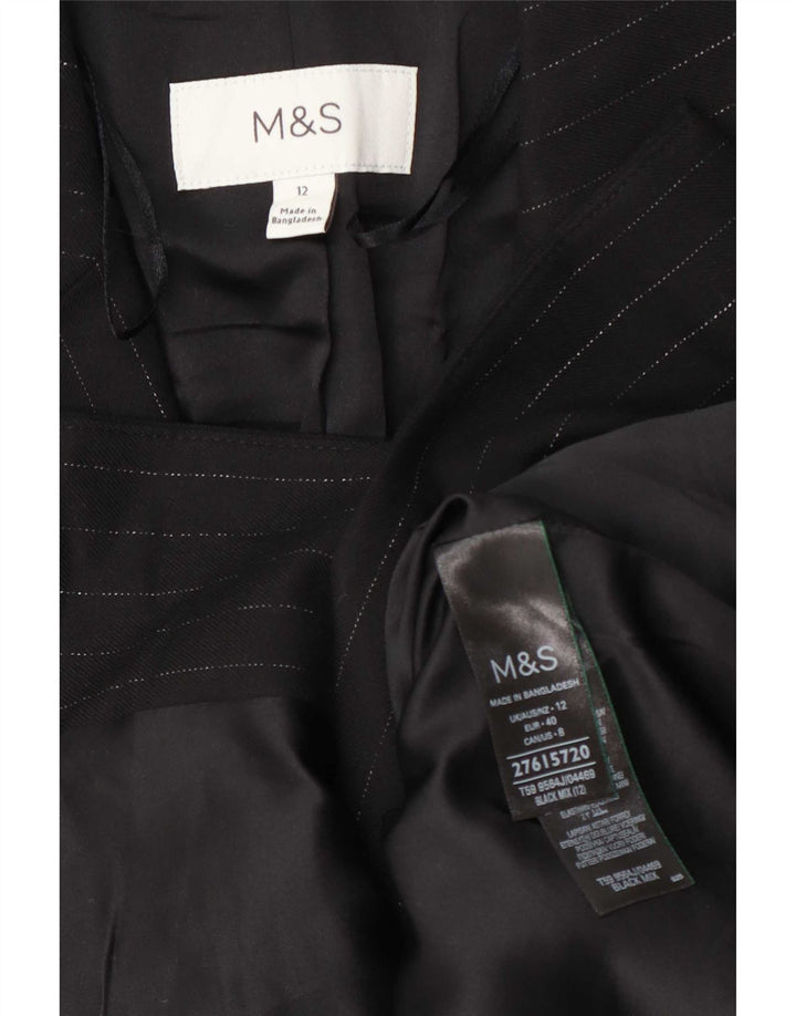 Marks & Spencer ženski sako sa 1 gumbom UK 12 srednje crne pruge