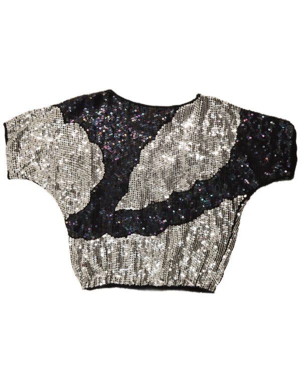 Vintage ženska večernja bluza sa šljokicama UK 10 malih raznobojnih