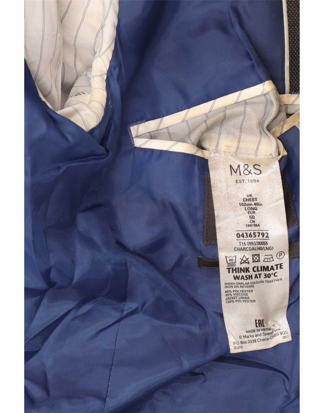 Marks & Spencer muška duga uska jakna sa 2 gumba UK 40 srednje siva
