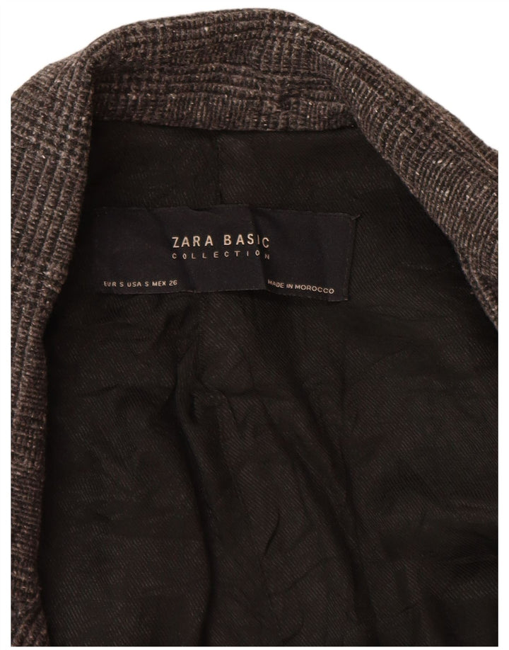 Zara ženska prevelika jakna sa 1 gumbom UK 10 Mala siva houndstooth