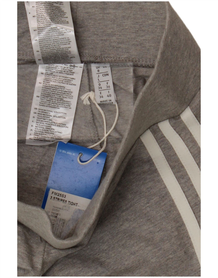 ADIDAS Womens Leggings UK 8 Small  Grey Cotton