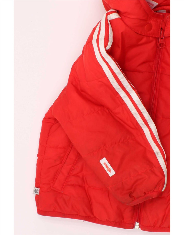 Podstavljena jakna s kapuljačom Adidas za dječake 9-12 mjeseci, crveni poliester