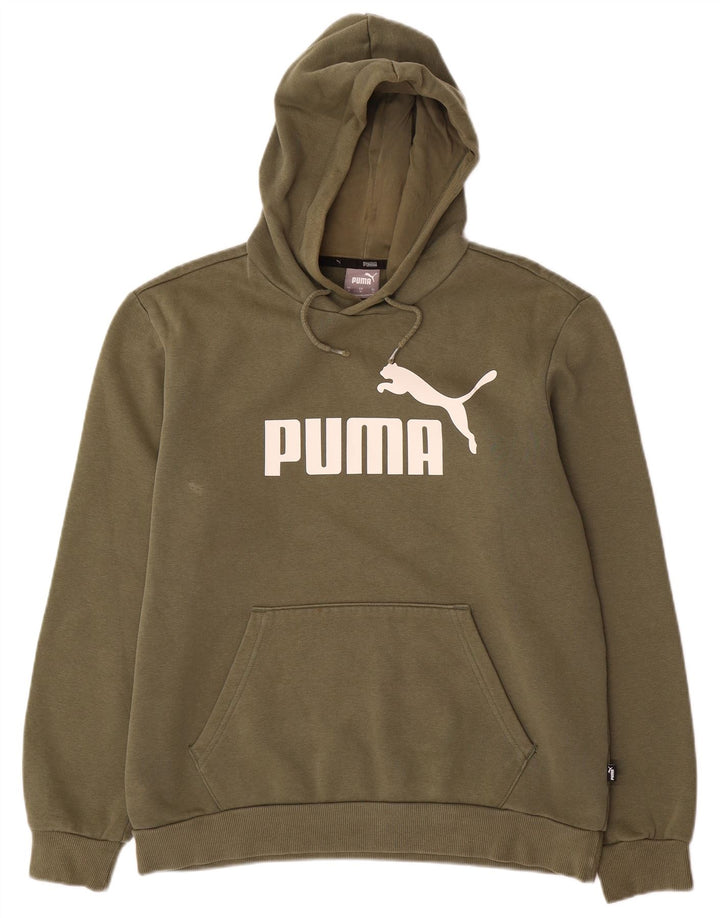 Puma muška majica s kapuljačom, srednji kaki pamuk