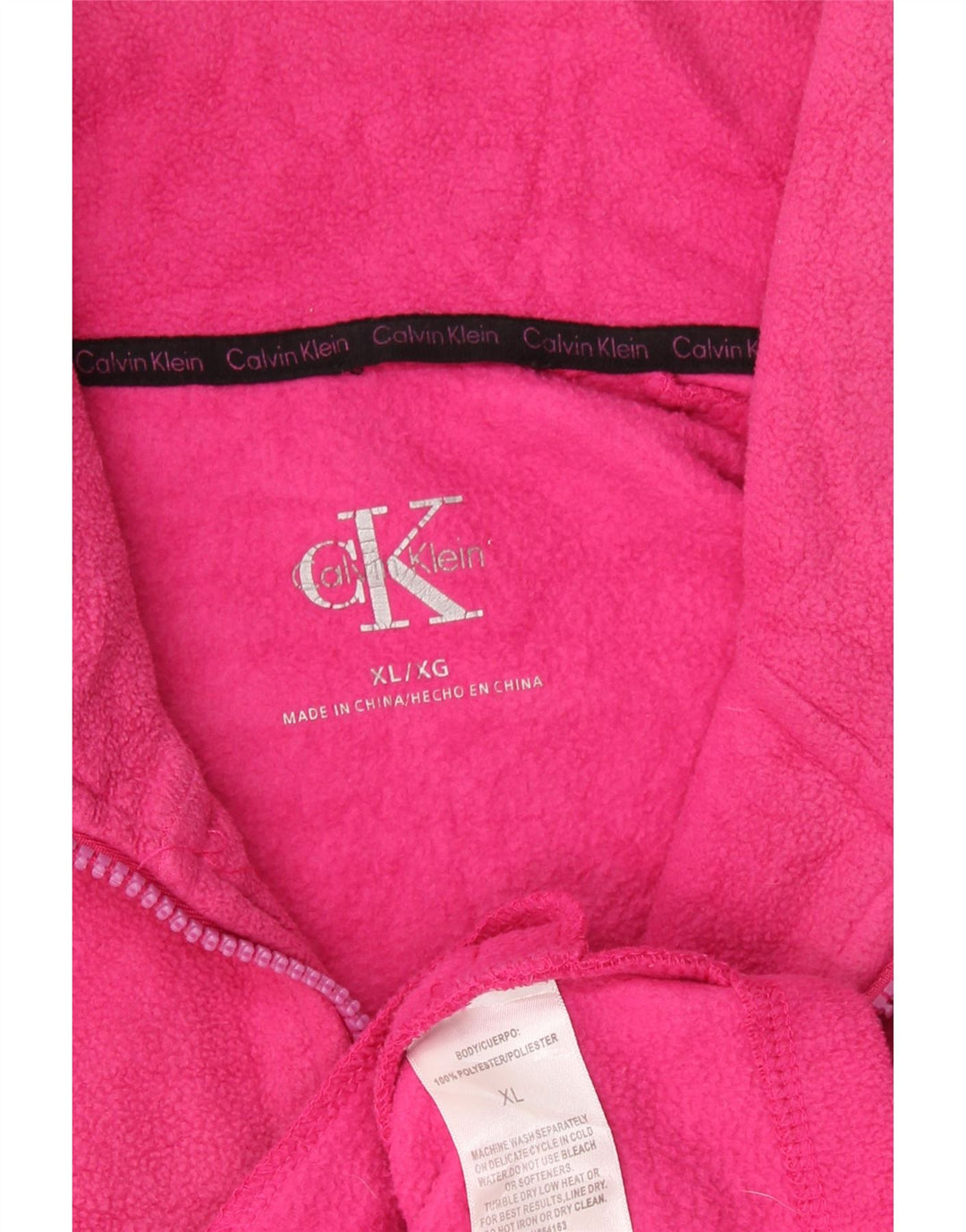 Calvin Klein Ženska grafička jakna od flisa UK 18 XL Ružičasti poliester