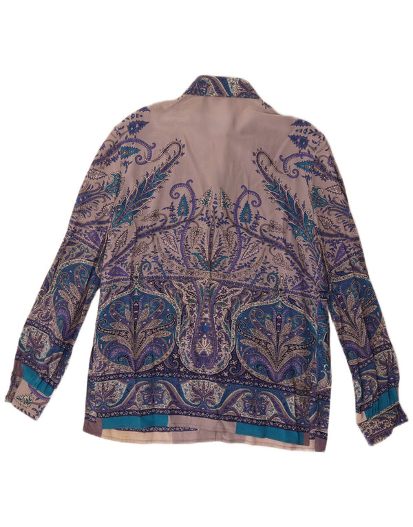Vintage ženska košulja bluza UK 16 Large Blue Paisley Svila