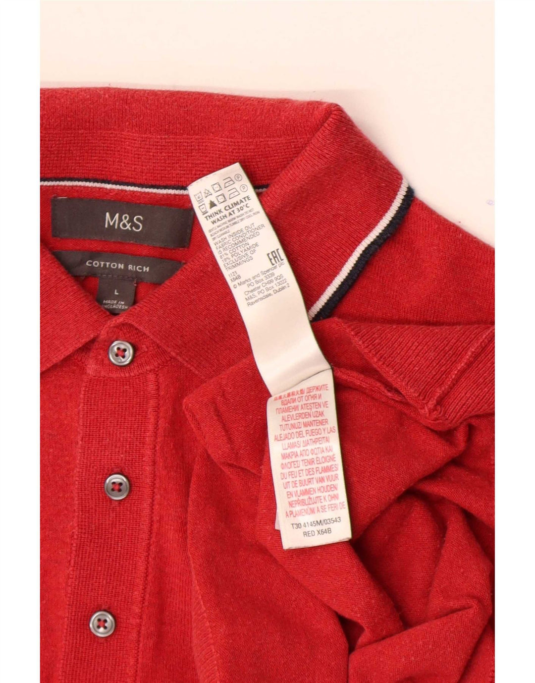 Marks & Spencer muški pulover s polo ovratnikom na velike crvene pruge