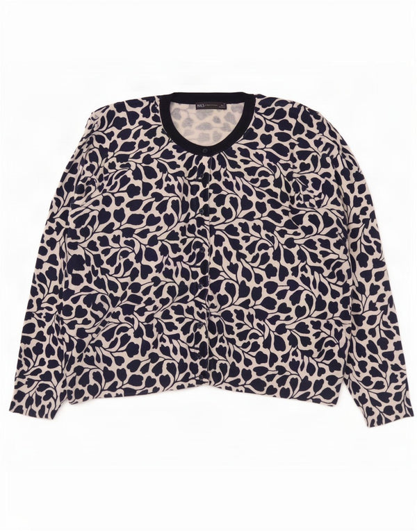 Marks & Spencer ženski kardigan pulover UK 22 3XL tamnoplava cvjetna viskoza