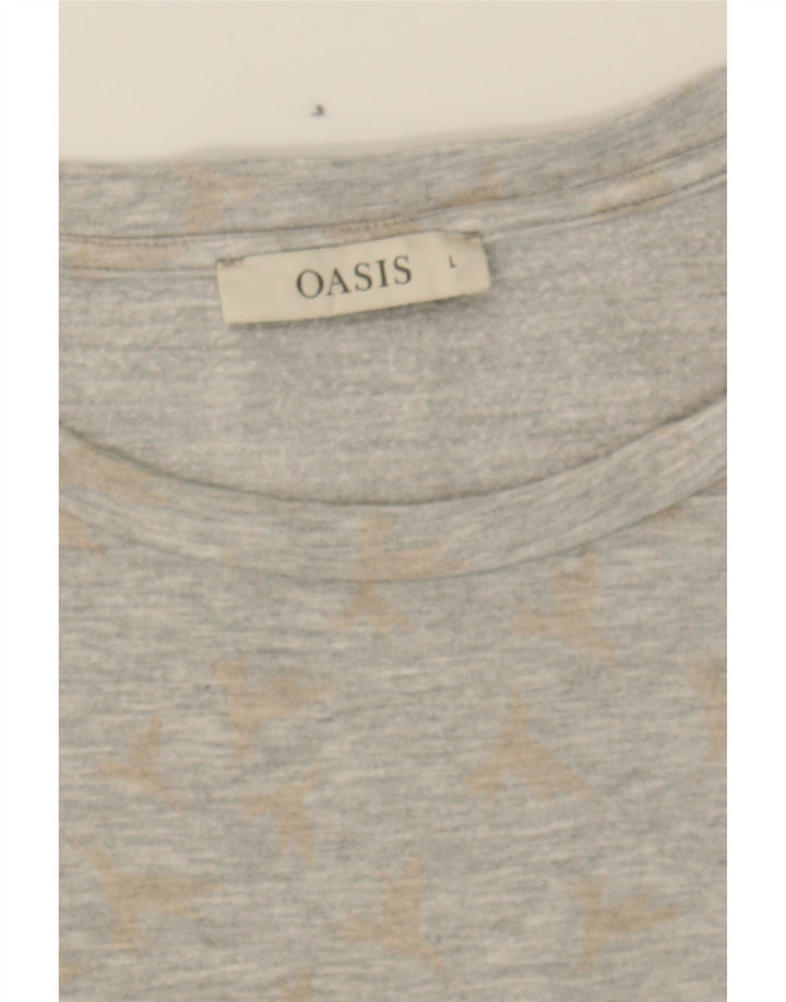 OASIS Womens Graphic Sweatshirt Jumper UK 16 Large Grey Viscose Vintage Oasis and Second-Hand Oasis from Messina Hembry 