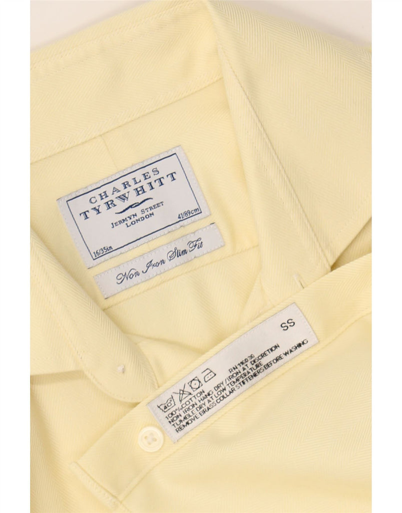 CHARLES TYRWHITT Mens Slim Fit Flannel Shirt Size 41 Medium Yellow Cotton Vintage Charles Tyrwhitt and Second-Hand Charles Tyrwhitt from Messina Hembry 