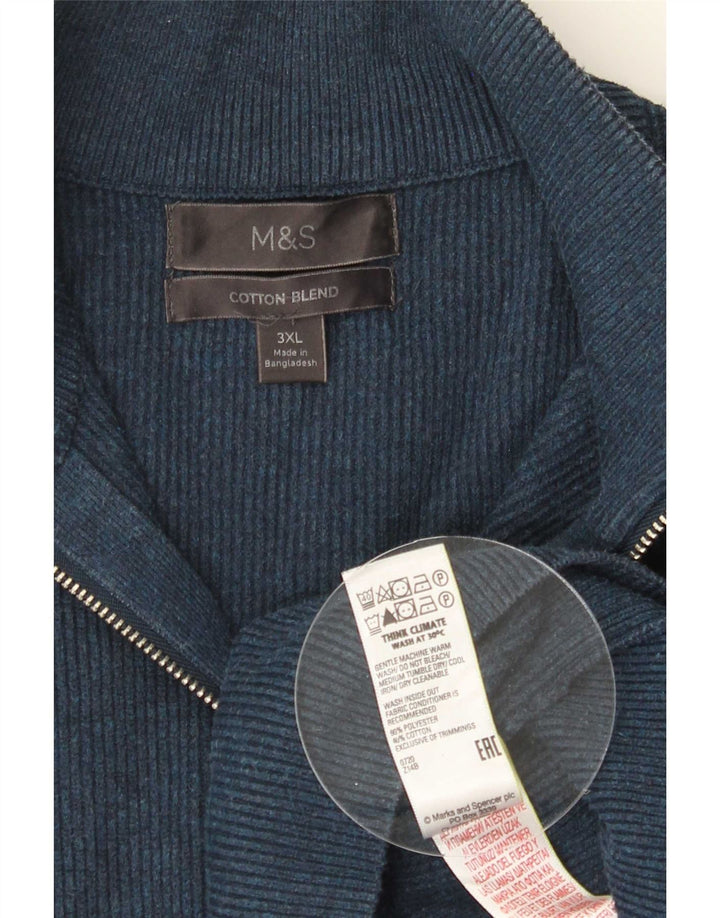 Marks & Spencer muški džemper s izrezom s patentnim zatvaračem 3XL tamnoplavi poliester