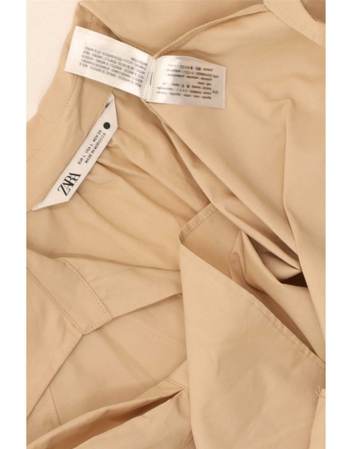 Zara ženski gornji dio bluze UK 16 Large Beige Cotton