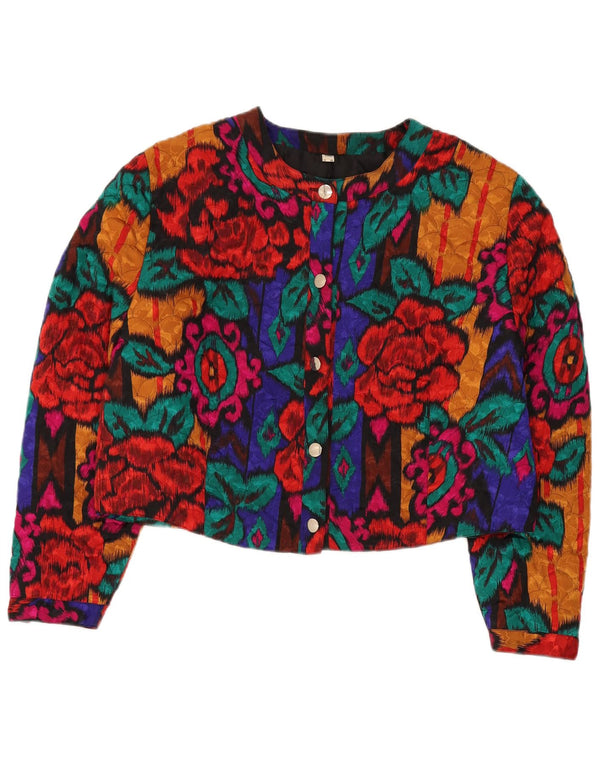 Vintage ženska bolero jakna s 5 gumba UK 22 3XL Raznobojni cvjetni