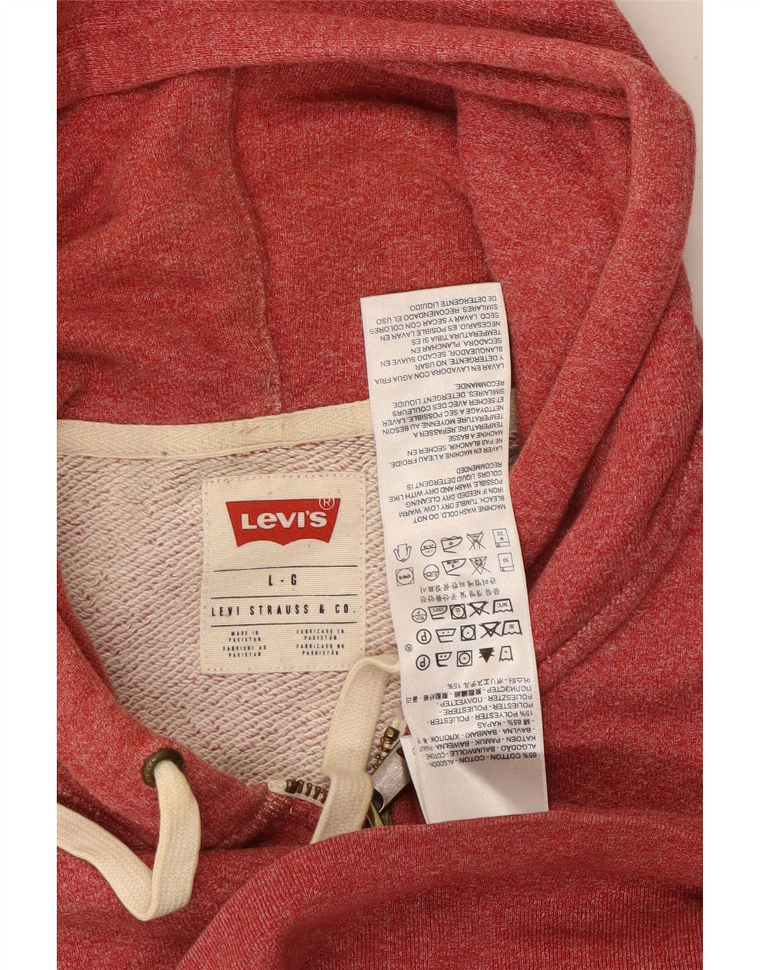 Levi's muški pulover s kapuljačom na patentni zatvarač Veliki crveni pamuk