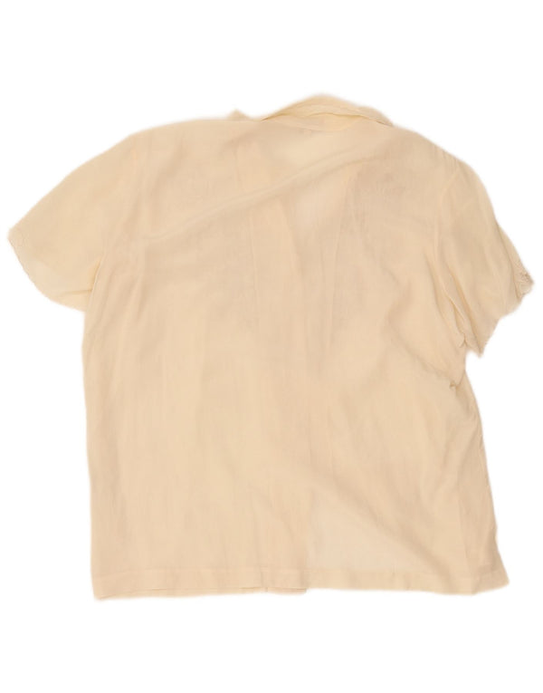 Vintage ženska košulja kratkih rukava bluza IT 42 srednje bijele svile